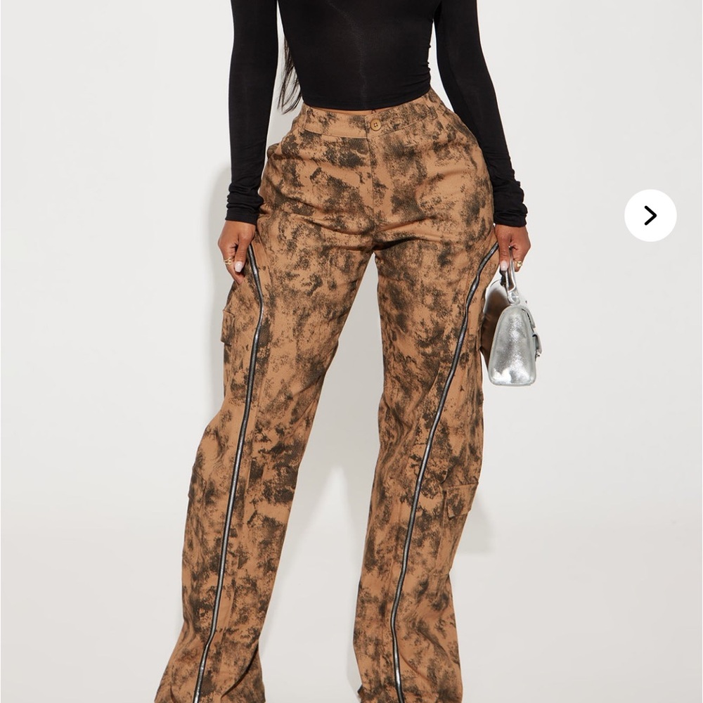 Fashion Nova Brown Tie-Dye Wide Leg Pants